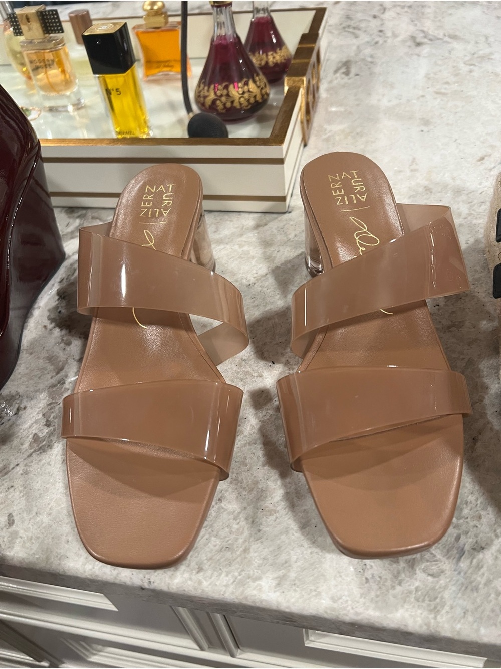 Naturalizer Nude Patent Double-Strap Slide Sandals